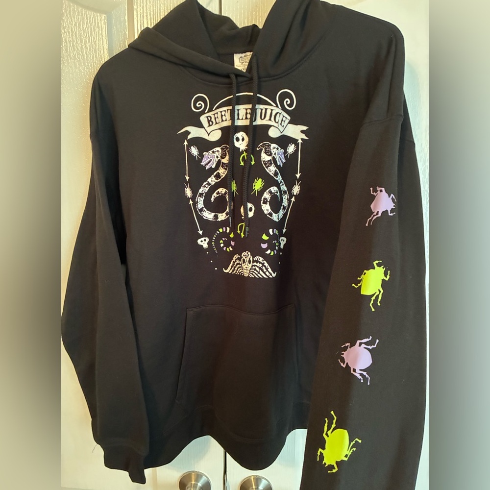 BEETLEJUICE Black Hoodie Sweater with Ornate Design Longsleeve 2XL